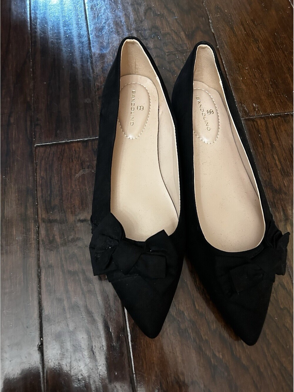 bandolino shoes Women's Sophy Pointed Toe Side Bow Detail Black Flats Sz 9 - Picture 2 of 4